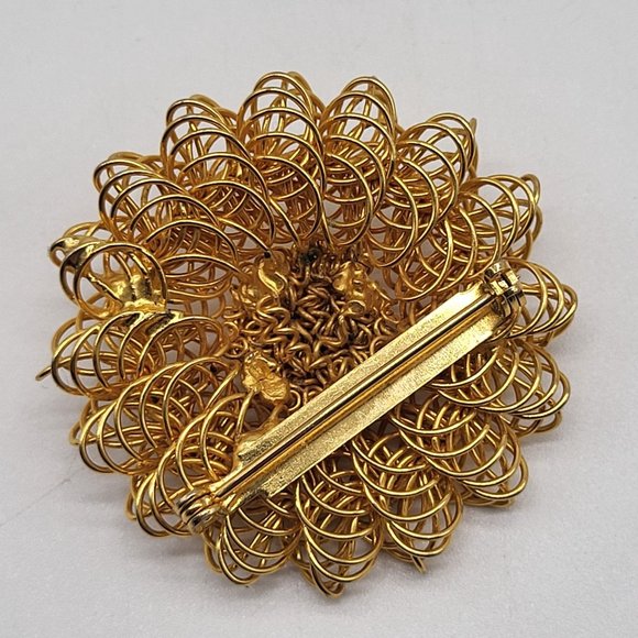 Vtg Gold Tone Wire Spirograph Floral Brooch Pin - Picture 2 of 6